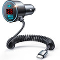 USB C Car Charger, 75W Metal 3-Port Super Fast Car Charger Adapter PD & QC3.0 Built-in 6ft Type C Coiled Cable for Samsung Galaxy S22/21 iPhone iPad Pro Pixel Android Phones