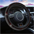 Swono Car Steering Wheel Covers Red Black Floral Beautiful Floral at The Border Creative Design Universal for Women Girls Soft Neoprene Anti-Slip Car Accessories for Most Sedan Van SUV