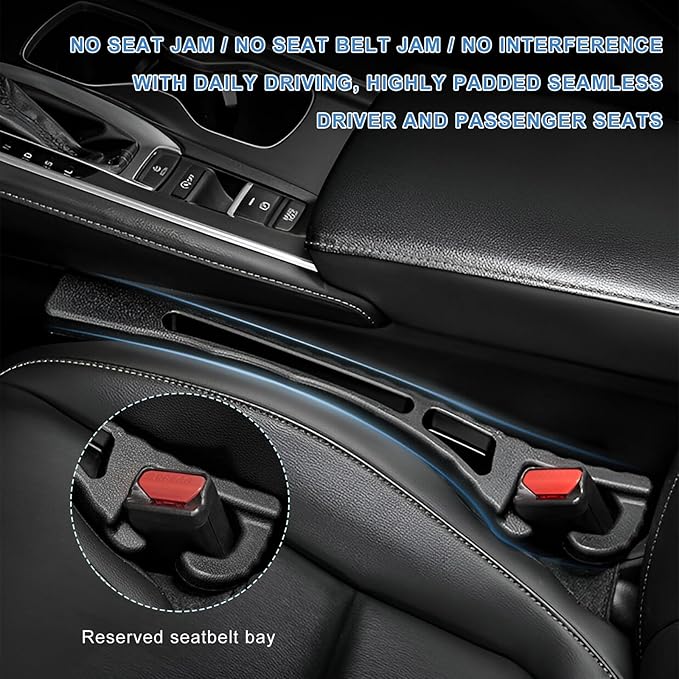 2 PCS Car Seat Gap Filler Organizer, PU Leather Stopper to Fill The Gap Between Seat and Console, Crevice Blocker No Drop Seat Guard Stop Things from Dropping for Trunk Sedan