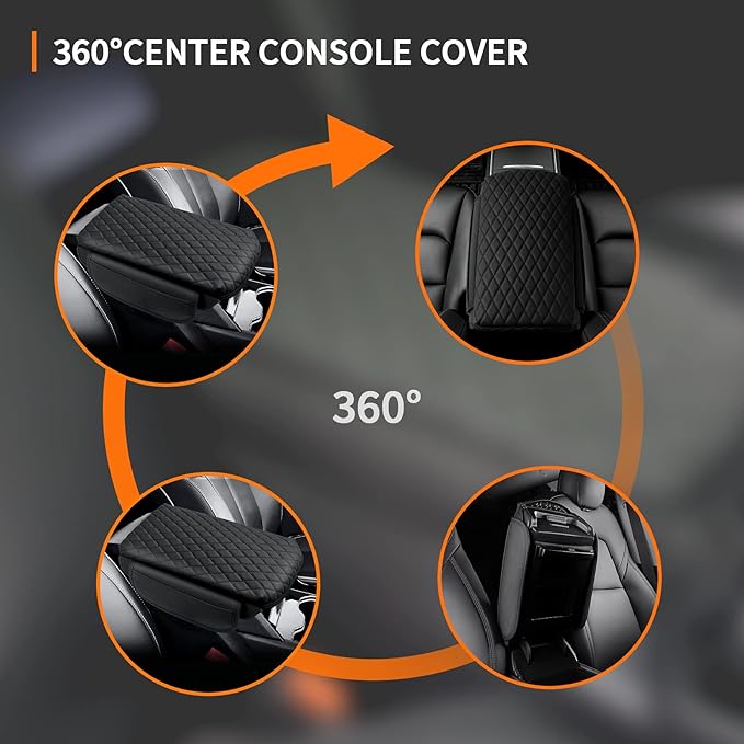 Custom for Center Console Cover Jeep Grand Cherokee L 2021-2025 2026/Jeep Grand Cherokee WL 2022-2026 Armrest Cover Accessories Leather Armrest Seat Box Cover Protector with Pockets Storage Bag