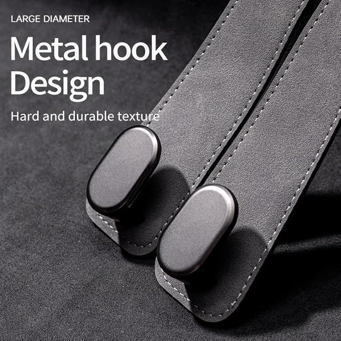 FEELIORX 2PCS Car hooks for headrests, Multifunctional luxury leather and magnesium alloy car seat backrests hooks and storage functions, (brown)