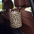 OEDTF Leopard Car Trash Can,Car Accessories Waterproof Car Organizer Foldable Portable Trash Bin Can Be Hung on The Back Seat Garbage Can for Various Cars