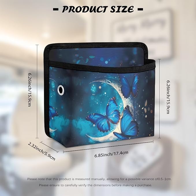 Blue Butterfly Car Organizer Storage Between Seats Front Back Seat Storage Pocket for Car Universal Auto Console Door Window Storage Bag Interior Organizer Holder for Phone Sunglasses