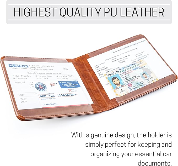 CANOPUS Car Registration and Insurance Holder, Magnetic Closure, Embossed Card Document Holder, Vehicle Glove Box Organizer, Wallet for Auto, SUV, Motorcycle, Truck, Waterproof, SUV Model