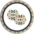 Aztec Steering Wheel Cover with 2 Car Coasters Non Slip Neoprene for Women Men Universal 15 Inch