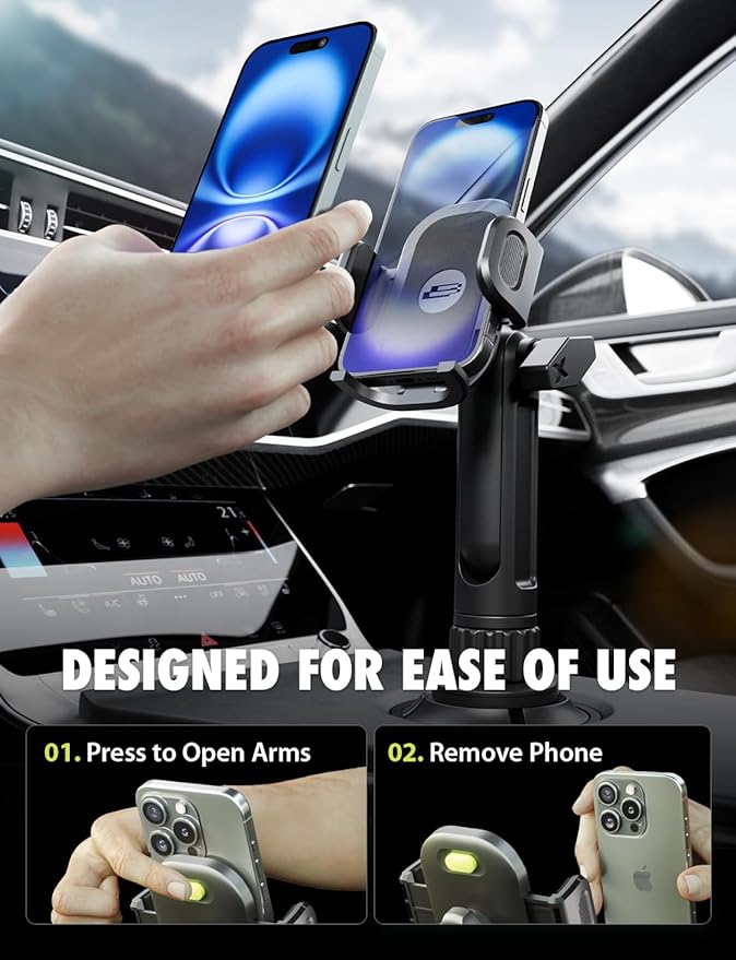 Bracketron TripGrip Extend Cup Holder Phone Holder - Universal Car Phone Holder Cup Holder Mount, 360° Rotation, Fits Devices Up to 4.2", GPS & Smartphone