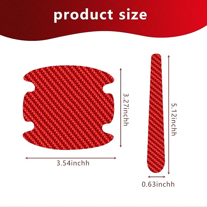 Gunhunt 8 PCS Car Door Handle Protectors, Carbon Fiber Anti Scratch Stickers, Side Sticker, Prevent Paint Chipping, Universal for Most Trucks (Red)