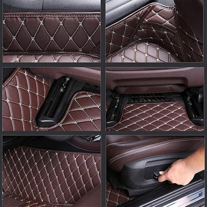 Custom Making Car Floor Mats for 98% Sedan SUV Sports Car Full Coverage Cute Pads Protection Non-Slip Leather Floor Liners (Black+Purple Side)