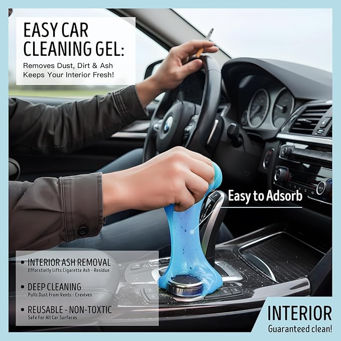 Car Cleaning Gel,Reusable Car Cleaning Putty for Interior Detailing, Car Cleaning Supplies, Auto Detailing Tools, Car Slime for Dust Removal, Car Accessories Interior, Car Cleaning Kit(Blue, 5.0 OZ)