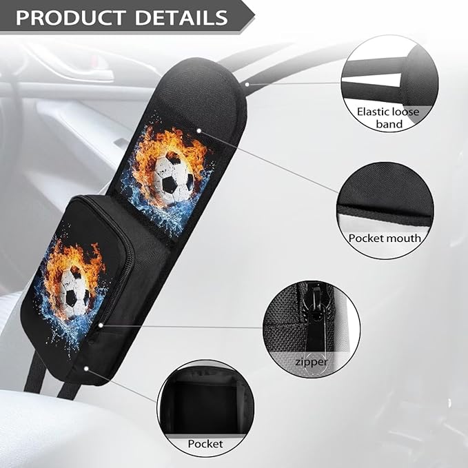 Soccer Ball Car Seat Side Organizer,Foldable Auto Seat Storage Hanging Bag Multifunction Front Seat Storage Pocket for Phone Wallet Glasses Keys