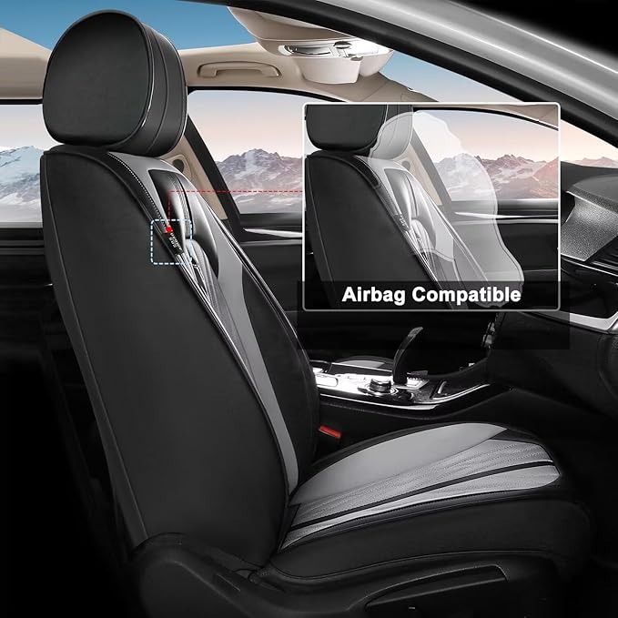 TTX LIGHTING Seat Covers Fit for Toyota Avalon 2001-2022 Front Seat Covers Faux Leather Car Seat Covers Breathable Waterproof Car Seat Protector (2 Seats, Black&Grey)
