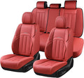 Coverado Car Seat Cover, Cover for Cars Full Seat, Premium Leather, Universal Fit Waterproof Seat Protectors, Car Seat Cushion Non-Slip for Most Cars-Red