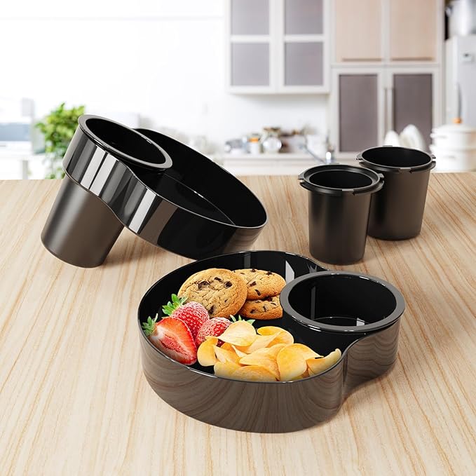 2PCS Car Seat Snack Tray for Kids: Kids Car Tray with Cup Holder, Toddlers Road Trip Essential, Travel Snacks Food Plate Cup Holder (2pcs Black)