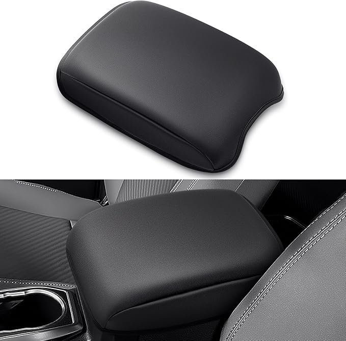 Center Console Cushion Compatible with Toyota Tacoma 2016-2023 Accessories, Premium Leather Arm Rest Cover Pad, Car Middle Console Cover (Black)