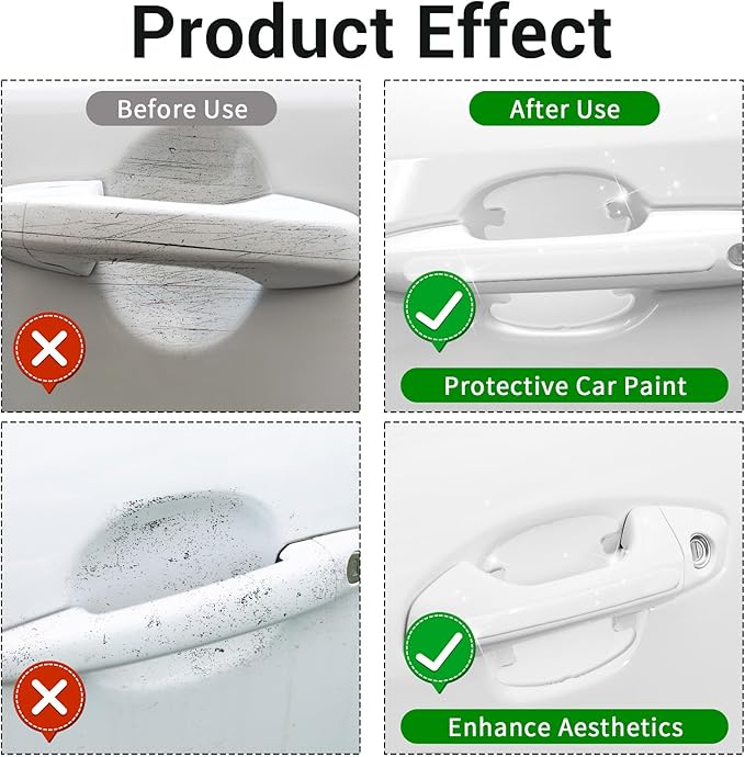 AHQiZFX 14PCS Car Door Handle Protector, Transparent Silicone Anti Scratch Guard Sticker, Universal Auto Doors Handles Paint Guard Cover, Doors Handles Cup Protective Film for Most Vehicles