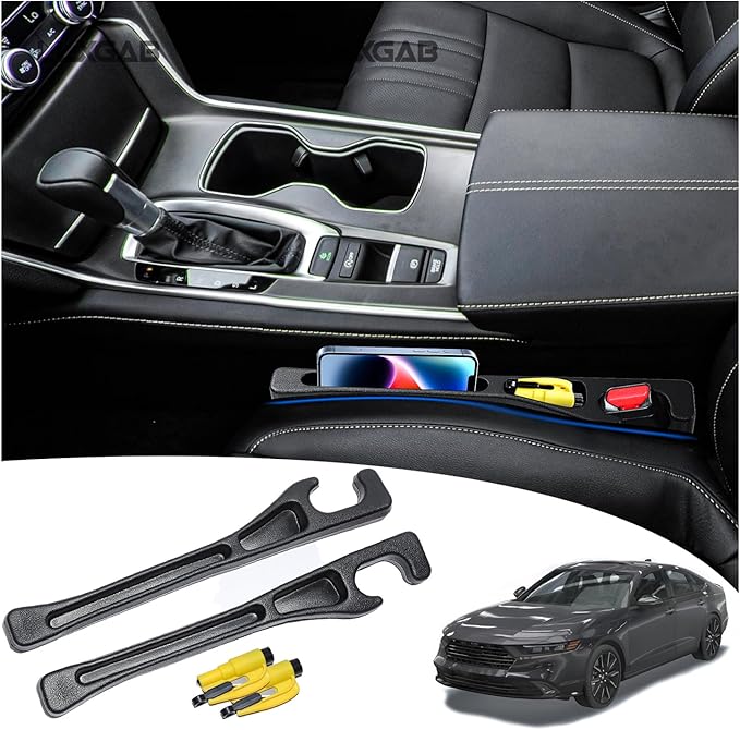 LLXGAB 【Compatible with Honda Accord】 Seat Gap Filler,No Drop Seat Guard Compatible with Honda Accord,Drop Seat Guards for Cars(2Pcs),Emergency Keychain Car Escape Tool(2Pcs)
