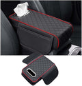 Car Center Console Armrest Pad for Lincoln, Leather Cover with Storage Pocket & Tissue Box Holder, Memory Foam Cushion for Aviator Standard SUV 2020-2025,Multi-Colored