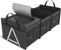 K KNODEL Sturdy Car Trunk Organizer with Premium Insulation Cooler Bag, 3 Compartments Heavy Duty Collapsible for Car, SUV, Truck, or Van (Medium, Black)