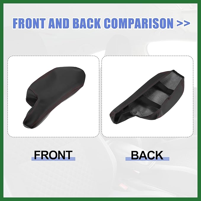 Motoforti Car Center Console Armrest Cover for Mazda 3 2014-2016 Faux Leather Interior Arm Rest Cover Elbow Cushion Pad Black Red Stitches Long-Lasting