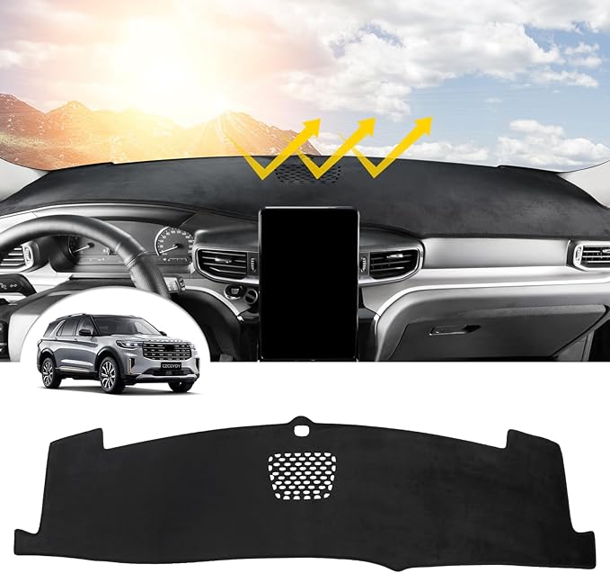 CZCGYDY Dashboard Cover Dash Mat Custom Fit for Ford Explorer 2020 2021 2022 2023,Non-Slip Flannel Interior Dash Cover for Explorer,Anti-Glare,Easy to Clean(Without HUD)