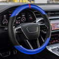Car Steering Wheel Cover, Steering Wheel Accessories, 15 Inch Microfiber Leather Carbon Fiber Soft Anti-Slip Breathable, Car Accessories Elastic Non-Slip Cover for Most Vehicles (Blue)