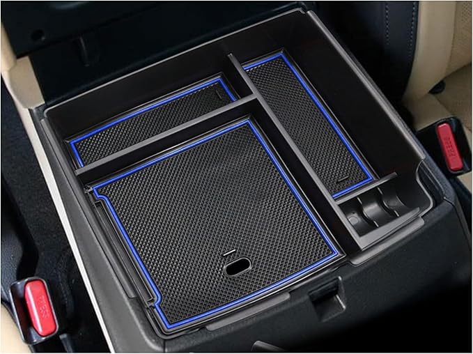 SXCY for 2022-2024 2025 Kia Carnival Center Console Organizer for 2023 2024 2025 Kia Carnival Armrest Console Organizer for Kia Carnival 2024 2025 Accessories(Blue Mats)