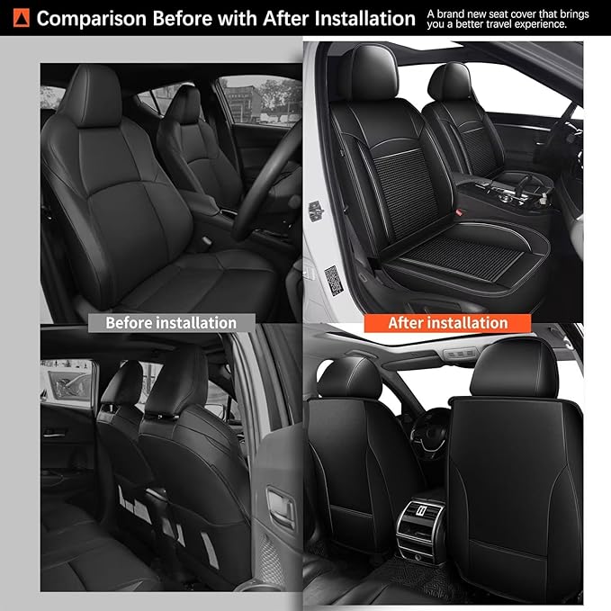 DISUTOGO Front Seat Covers Fit for Nissan Leaf 2011-2025 Waterproof Faux Leather Automotive Cushion Protector Car seat Covers Compatible Airbag(2 Seats, Black)