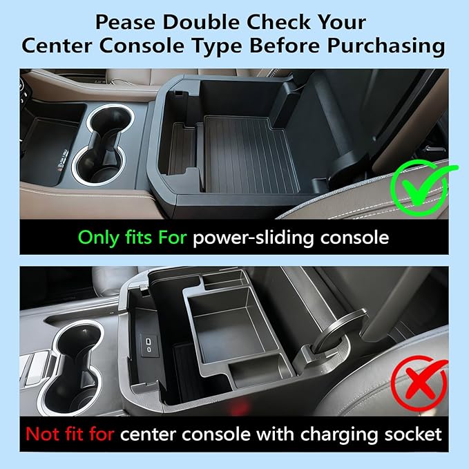 Center Console Organizer fit for 2021-2026 GMC YuKon Denali, Chevy Suburban/Tahoe Mini Compartments Design ABC Plastic Armrest Storage Box Insert Tray (ONLY for Power-Sliding Console)|Easy to Install|