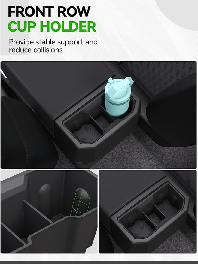 6PCS Center Console Organizer Tray for 2024 2025 Toyota Tacoma Accessories, Armrest Hidden Storage Box, Rear and Console Cup Holder Glove and Armrest Storage Box with Insert Divider for Toyota Tacoma