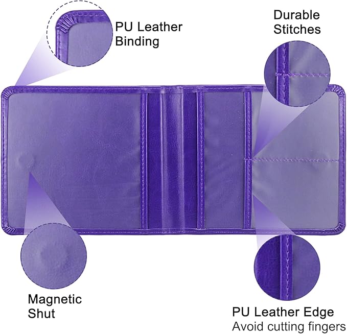 LumiMokki Car Registration and Insurance Holder, Leather Registration and Insurance Card Holder, Vehicle Glove Box Organizer - For Documents, Cards, License (Purple)