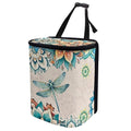 Bohemian Flower Dragonfly Car Trash Bin with Lid,Leak-Proof Car Organizer, Waterproof Car Garbage Can for Vehicle/Home/Office