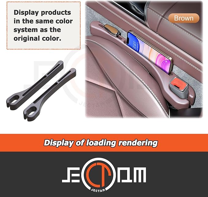 Car Seat Gap Filler, Leather Car Gap Filler Universal Fit for Most Cars and Trucks, Fill The Gap Between Seat and Consoles, Prevents Things from Falling Out, Pack of 2 PCS (Brown)