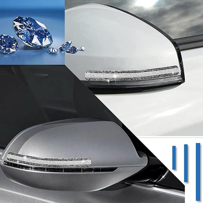 BetterJonny 10PCS Crystal Car Door Handle Scratches Protector, Rhinestone Car Door Handle Stickers Bling Car Door Handle Scratch Protector Stickers for Women and Girls Car Stickers (Black White)