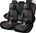Premium Universal Car Seat Cover, Comfortable Leather Seat Cover for 96% of Models, Waterproof Car Seats Protectors Cushions for 5 Seats(Black+Red)