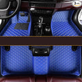 KaiLaiCarCustom Automotive Car Floor Mats for 99.99% Sedan SUV Sports Car Men Women Protection Full Coverage Pads Anti-Slip Leather Floor Lining… (Blue Mat Beige Line)