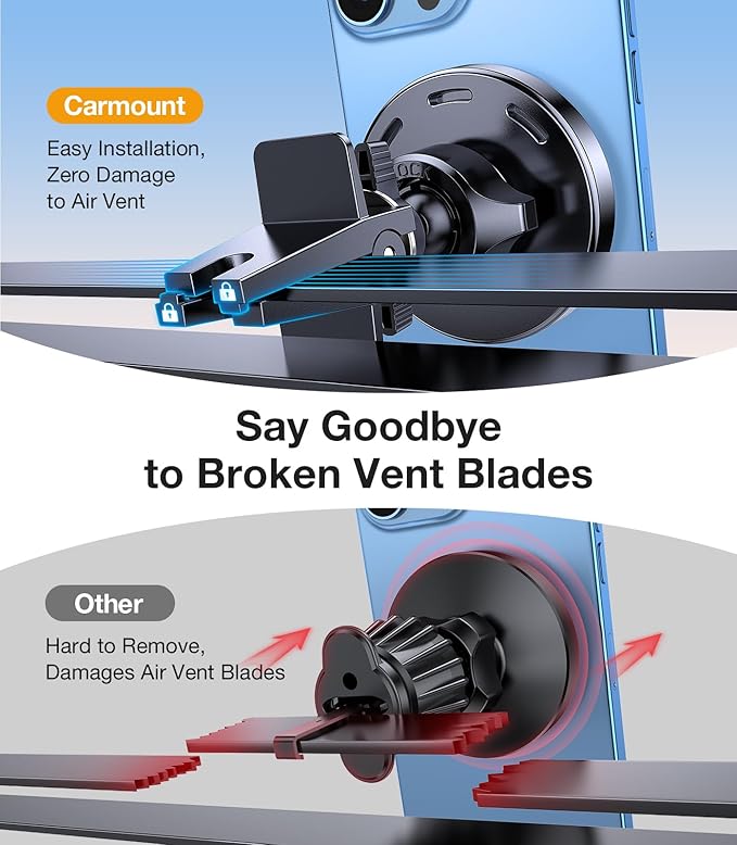 for MagSafe Car Mount Charger【100% Compatible 】carmount 2.0 Magnietic Phone Holders for Your Car Cell Phone Mount for Car Air Vent Dashboard Wireless Car Charger for iPhone 17 16 15 14 13