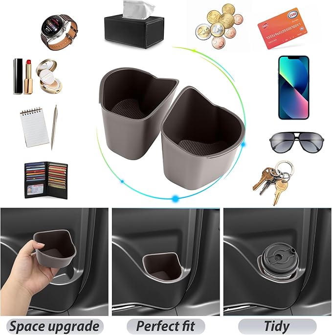 SKTU 2PCS for 2021-2026 Toyota Sienna Cup Holder 2021-2026 Sienna Door Cup Holder Toyota Sienna 2024 2025 2026 Accessories Durable Rubber Door Storage Box Sienna Side Storage Box