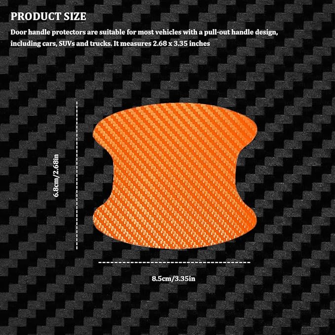 4PCS Car Door Handle Cup Scratch Protectors, Carbon Fiber Anti-Scratches Car Door Cup Protector, Universal Door Handle Protective Film, Car Door Handle Paint Cover Guard Pad for Most Car Handles