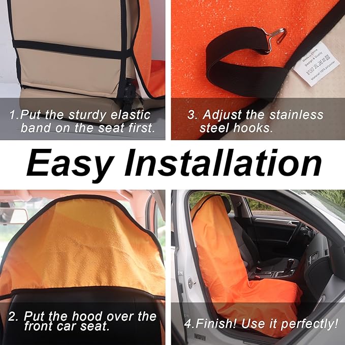 nbnhxnff Sweat Towel Car Seat Cover Protector Front Seats for Gym Workout, Running, Swimming, Beach and Hiking, Waterproof Universal Seat Cover for Car, Trucks, Van & SUV (Orange, 2pcs Front Seat)