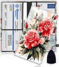 Yuxcfhjfe Car Registration and Insurance Holder, PU Leather Auto Document Holder for Men&Women, Vehicle Glove Box Compartment Organizer with Magnetic Shut for Driver's License, Peony Painting Pattern