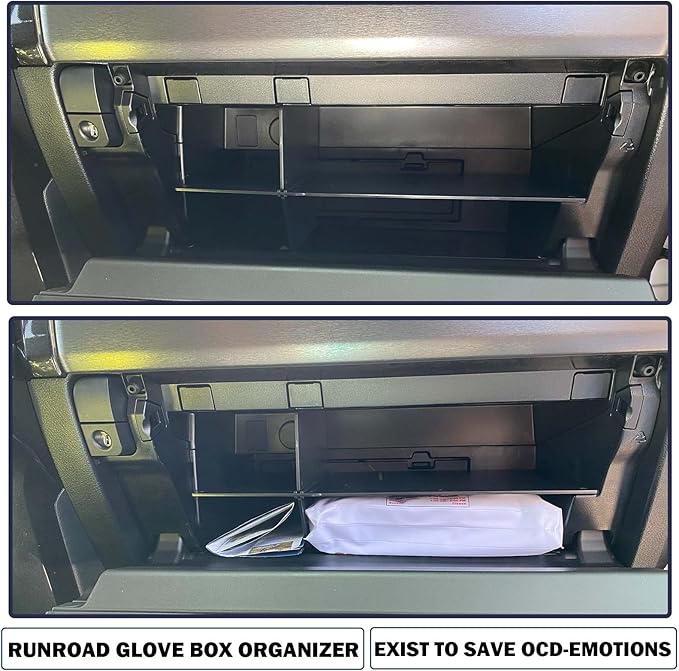 RUNROAD Glove Box Organizer Dividers Compatible with Toyota 4Runner 2010 2011-2022 2023 2024 and for 2010-2023 Lexus GX 460 Accessories, Insert ABS Glove Compartment