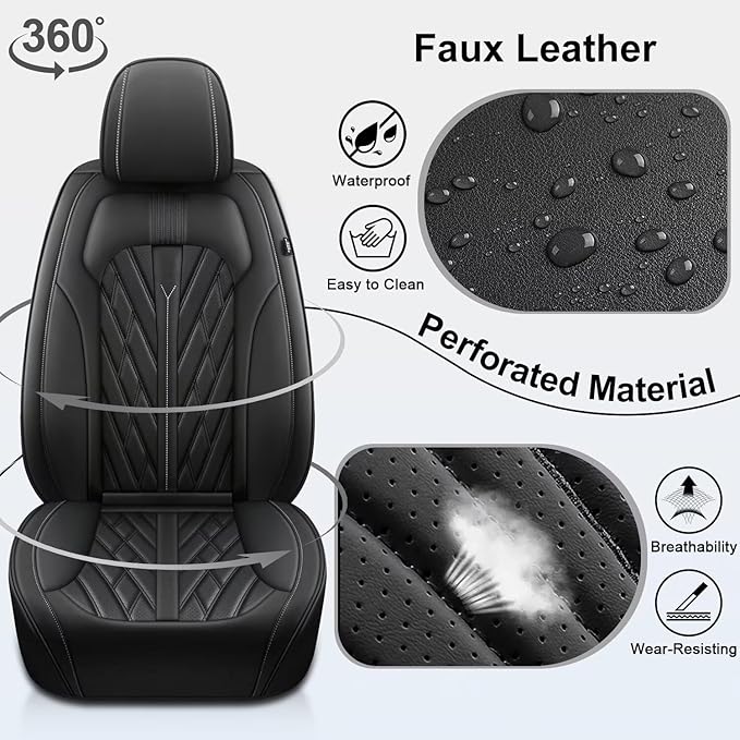 TTX LIGHTING Seat Covers Fit for Kia Seltos 2021-2026 Seat Covers Full Set Car Seat Covers Faux Leather Breathable Waterproof Car Seat Protector (5 Seats, Black)