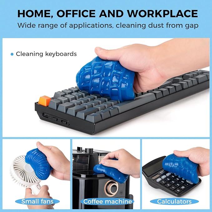 COLORCORAL 320g Cleaning Gel for Office Products Cleaning,Keyboard Cleaner Dust Clean Gel for Car Interior Cleaning,Car Putty Reusable Slime goo for Vehicle Vents,Laptop(Navy Blue, Yellow)