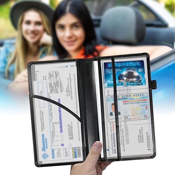 Mxfdegf Car Registration and Insurance Holder, Cool Car Accessories for ID, Driver's License Cards & Essential Document, business cards, Men&Women,Old American Flag