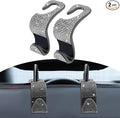 2PCS Car Seat Hooks, Purse Hook for Car, Crystal Rhinestone Vehicle Backseat Purse Holder, Auto Accessories Diamond Auto Seatback Storage Organizer Hanger for Handbag Clothes Purse (White)