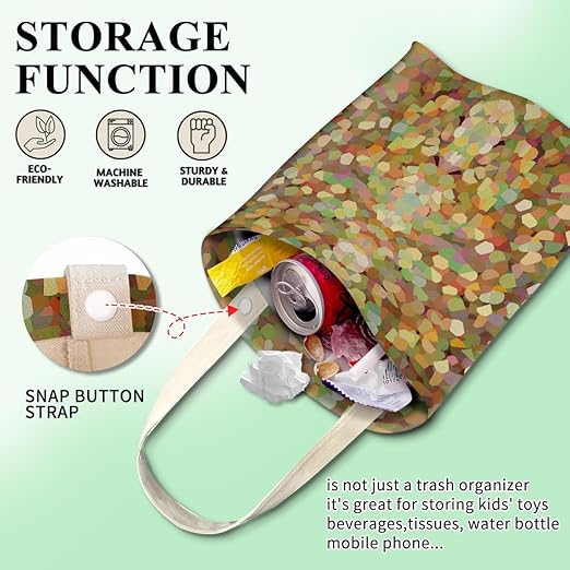 Car Trash Can, Cute Car Trash Bag, Hanging Car Organizer and Storage Bag, Trash Bin for Car Accessories, Vehicle, Travelling, Camping Luxury Gloden Glitter Pattern