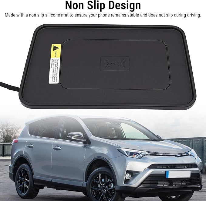 Wireless Charging Pad for Car, Non Slip Silicone Mat with Fast Charging for 2013-2019, Front Center Console Installation, 10W Power
