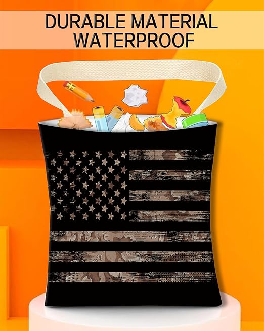 ANKVRP Car Trash Can, Durable Hanging Car Trash Garbage Bag, Cute Automotive Garbage Cans Organizer, Cool American Flag