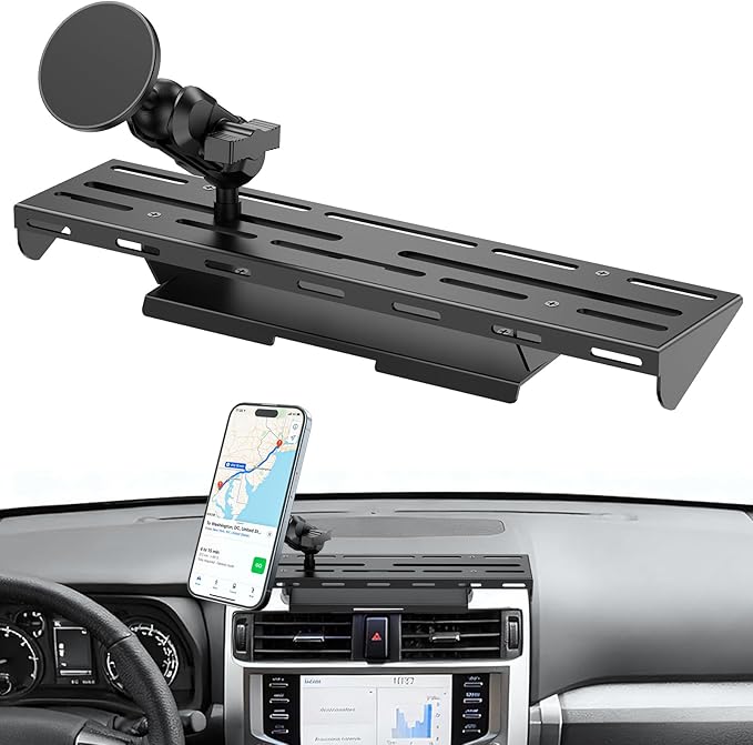No-Drill Magnetic Dash Phone Holder for 4 Runner 2023 2022 2021 2020, Full Metal Heavy-Duty Console Extension Dash Phone Mount Compatible with 5th 4Runner 2010–2023, Fits Most Smartphones