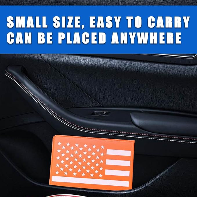 Ziciner Car Registration Insurance Holder, 2Pack Essential Auto Card Document Glove Box Organizer with Touch Fastener, Vehicle Interior Accessories Perfect for Most Car, Truck, SUV (Orange/Back Flag)
